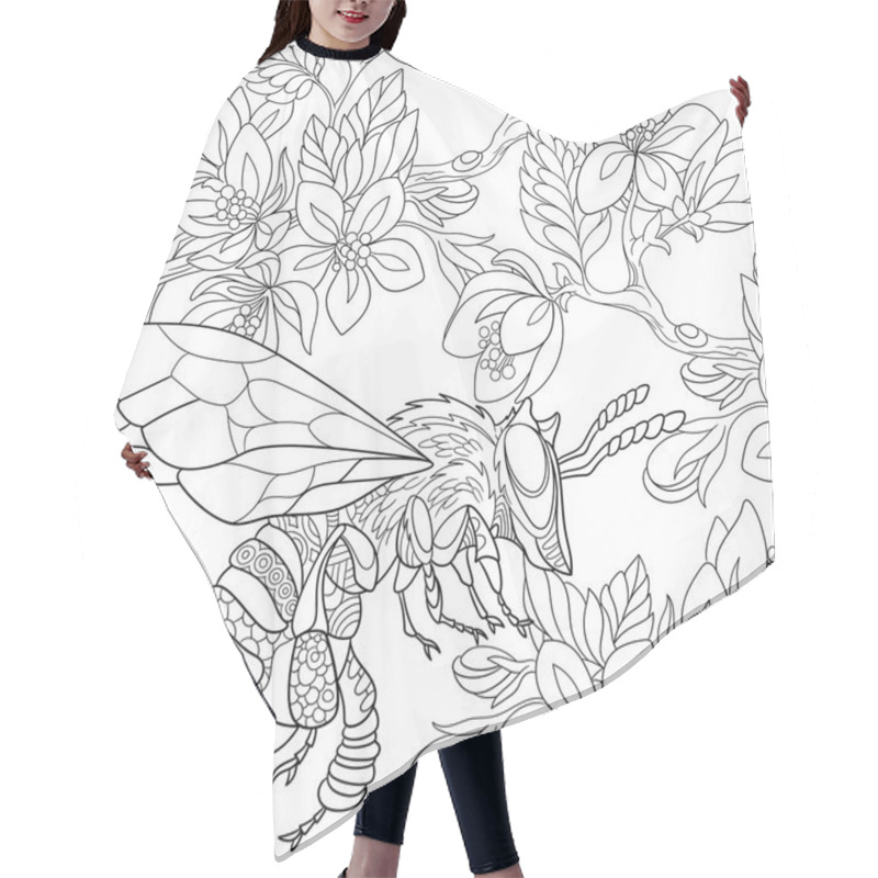 Personality  Zentangle Stylized Bee Insect Hair Cutting Cape