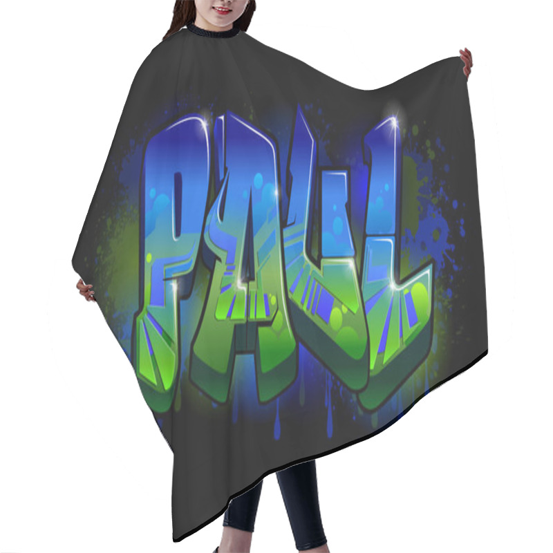 Personality  Graffiti Styled Design For Paul ....This Graffiti Design Is A Vibrant And Eye-catching Piece That Was Created Using Vector Graphics. The Design Features Bold And Dynamic Lettering That Is Set Against Hair Cutting Cape