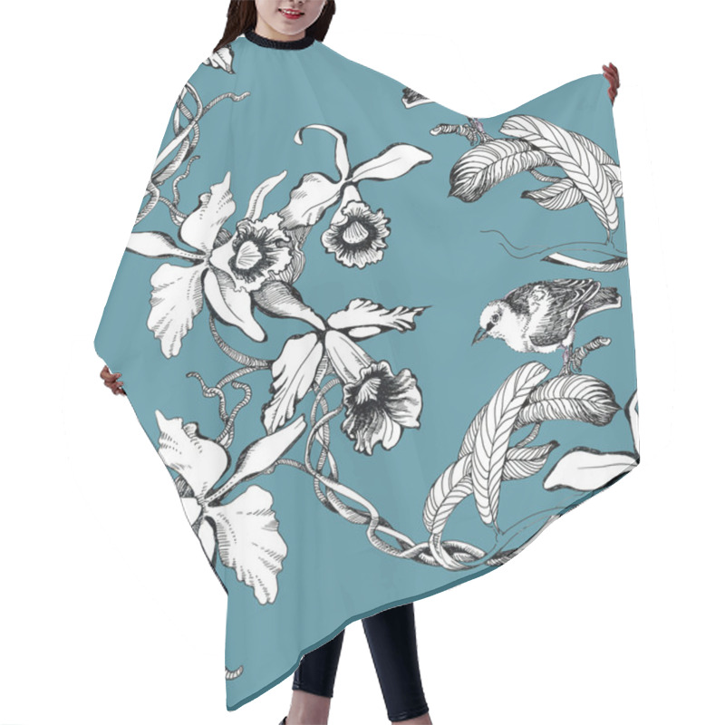 Personality  Birds On Twig Seamless Pattern Hair Cutting Cape