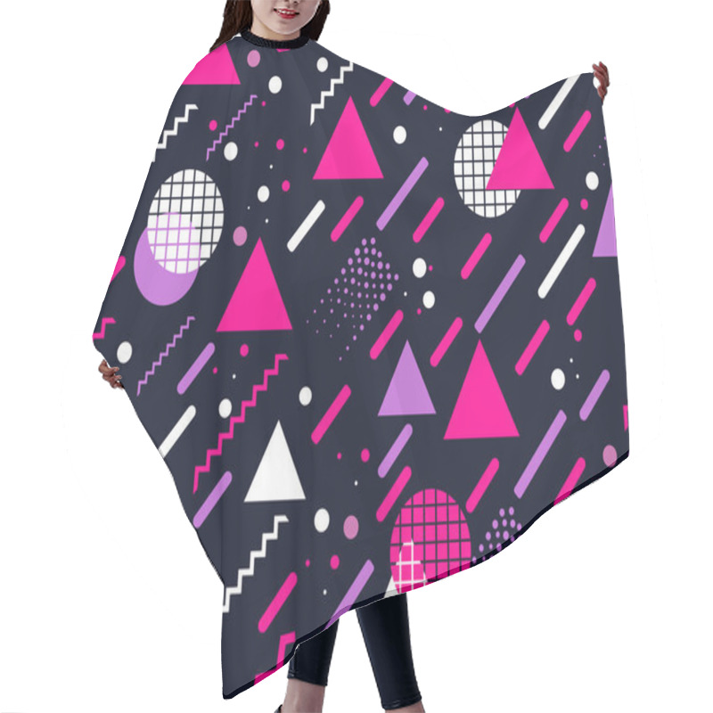 Personality  Memphis Seamless Pattern. Geometric Elements Memphis In The Style Of 80s. Points And Dotted Lines. Vector Illustration Hair Cutting Cape