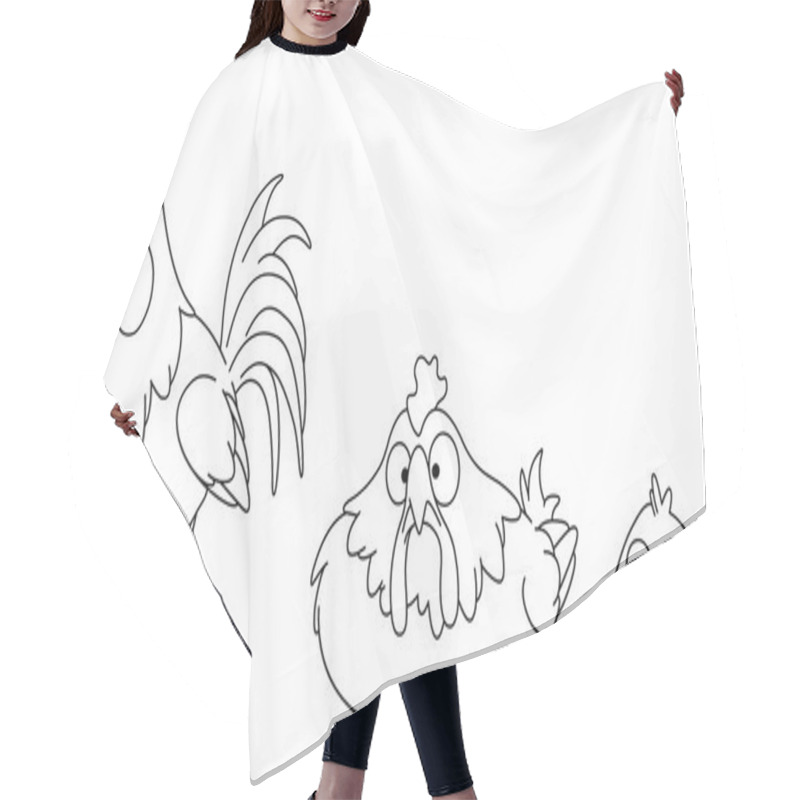 Personality  Outlined Chicken Family Hair Cutting Cape