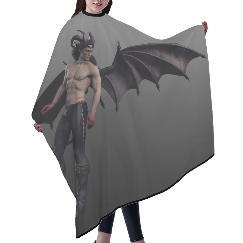 Personality  Sexy Muscular Male Demon Or Devil With Dragon Wings And Tail Hair Cutting Cape