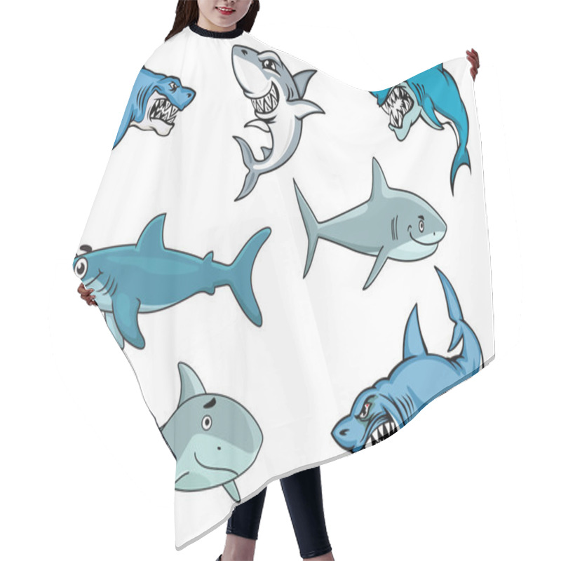 Personality  Cartoon Sharks With Various Expressions Hair Cutting Cape