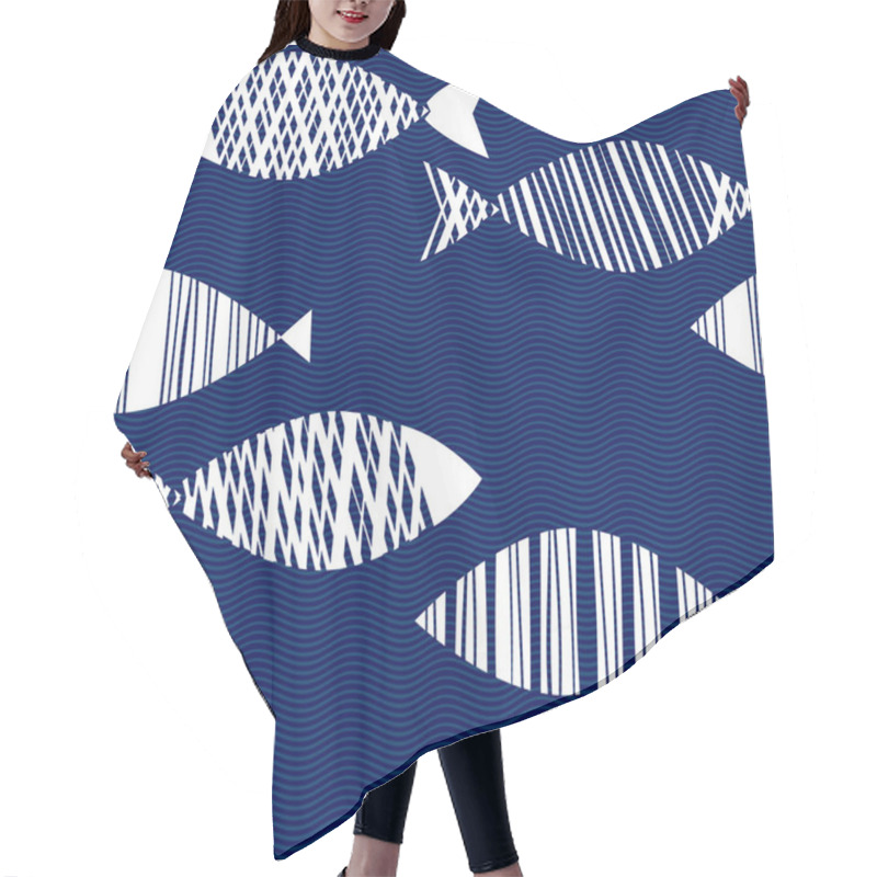 Personality  Pattern With Cartoon Fish. Hair Cutting Cape