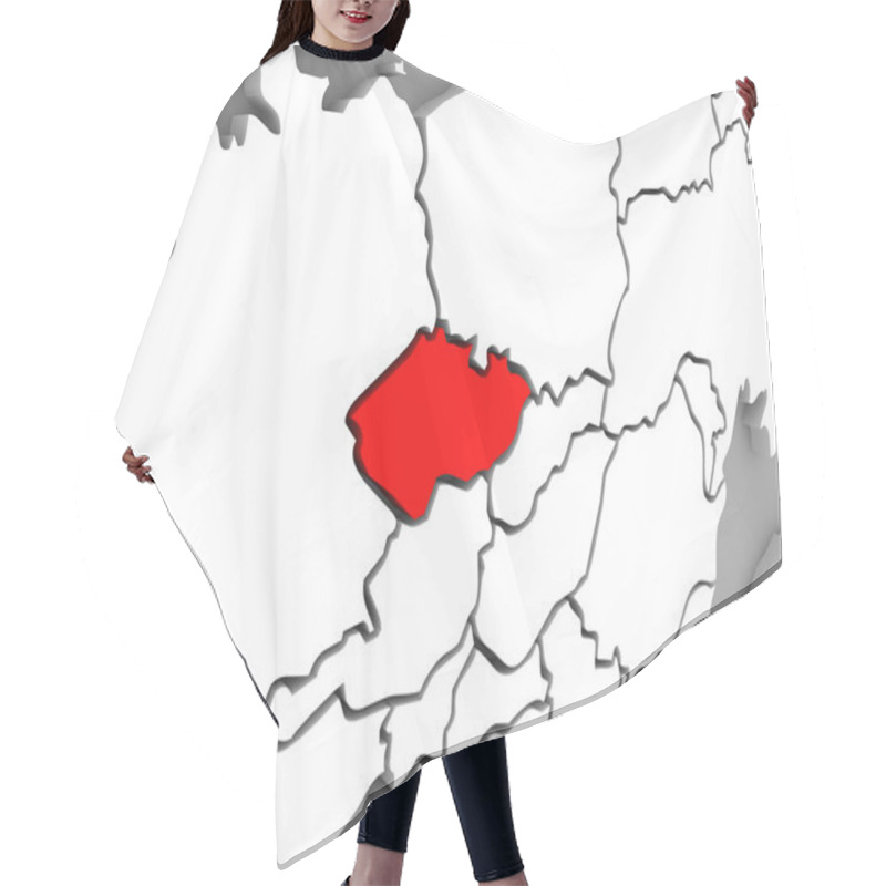 Personality  Central Europe Map Czech Republic Targeted In Red Hair Cutting Cape