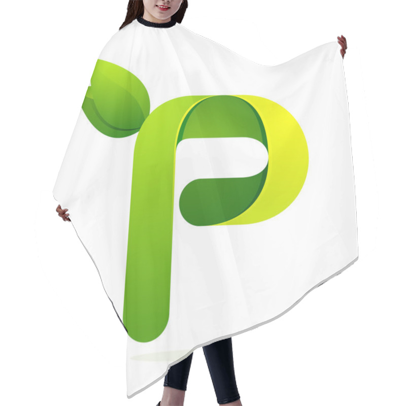 Personality  P Letter With Green Leaves Hair Cutting Cape