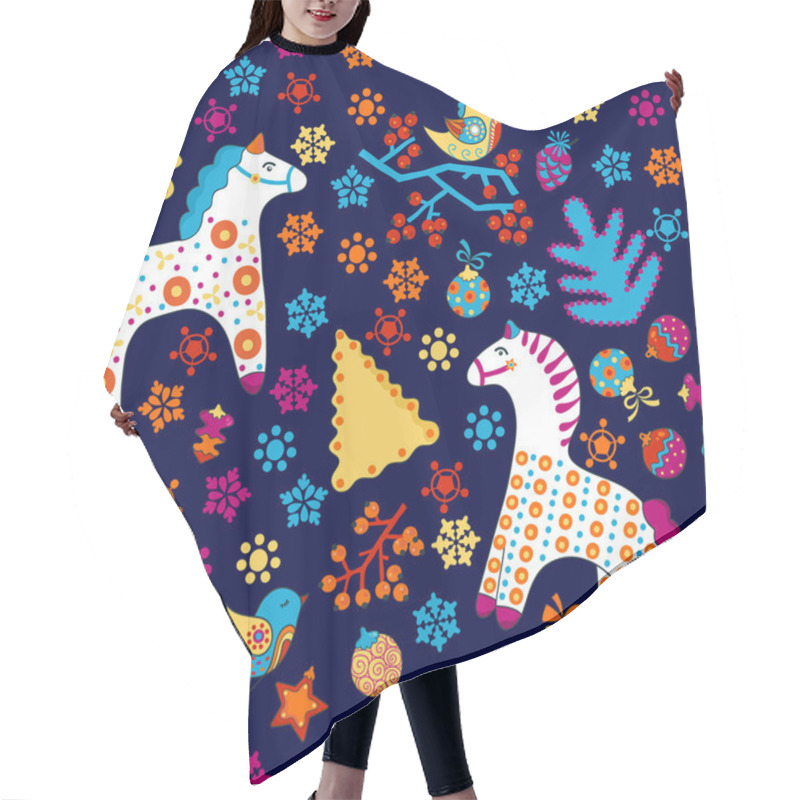 Personality  Seamless Christmas Pattern Hair Cutting Cape