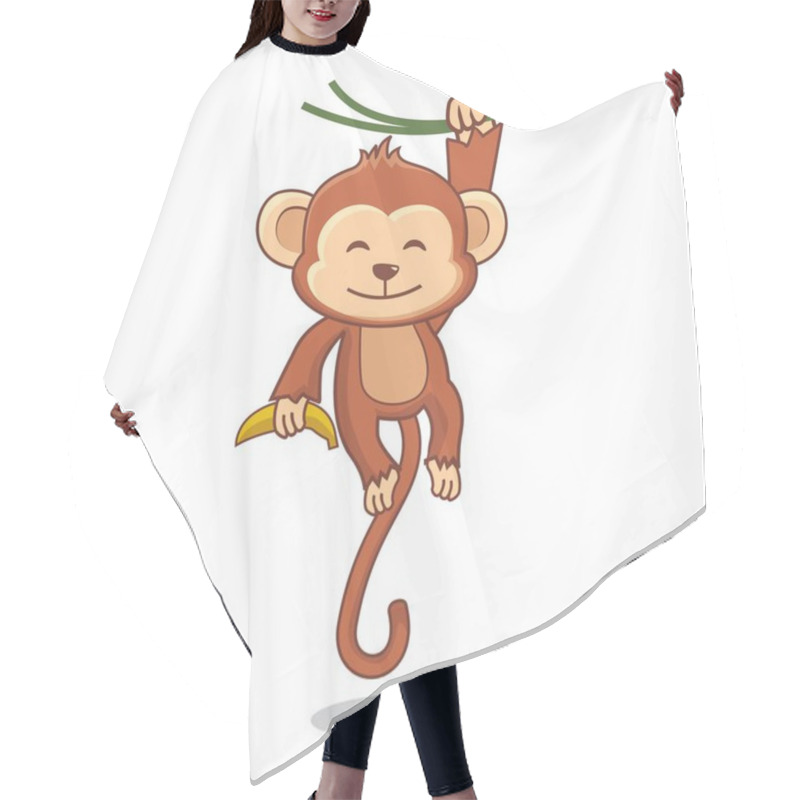 Personality  Cute Monkey Hanging Tree Cartoon Illustration Hair Cutting Cape