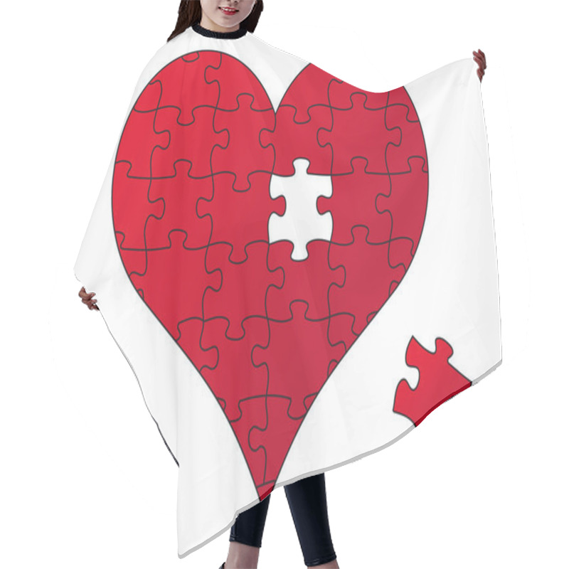 Personality  Red Puzzle Heart, Vector Hair Cutting Cape