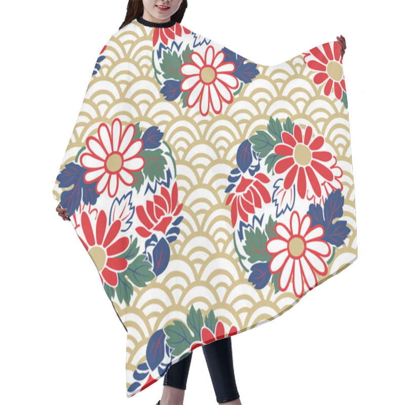 Personality  Seamless Japanese Floral Pattern Hair Cutting Cape