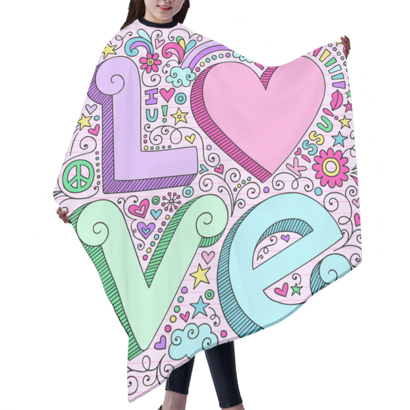 Personality  Valentine Love Notebook Doodles Set Hair Cutting Cape