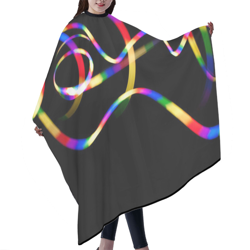 Personality  Rainbow Light Trails On Black Hair Cutting Cape