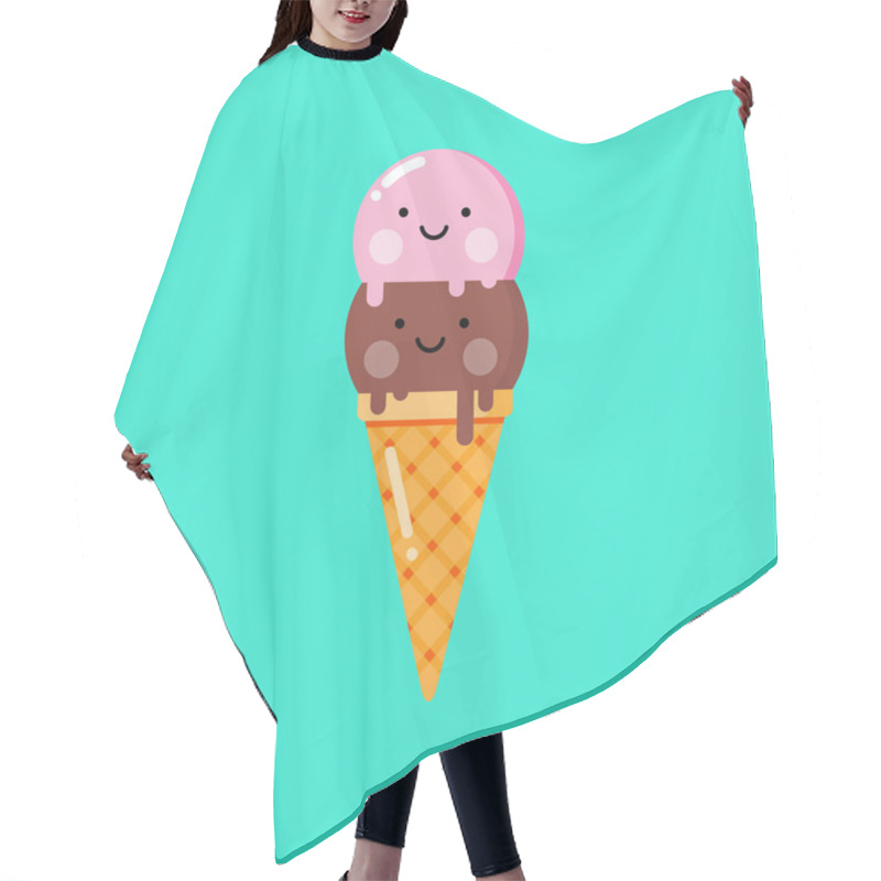 Personality  Cartoon Ice Cream. Vector Illustration. Hair Cutting Cape