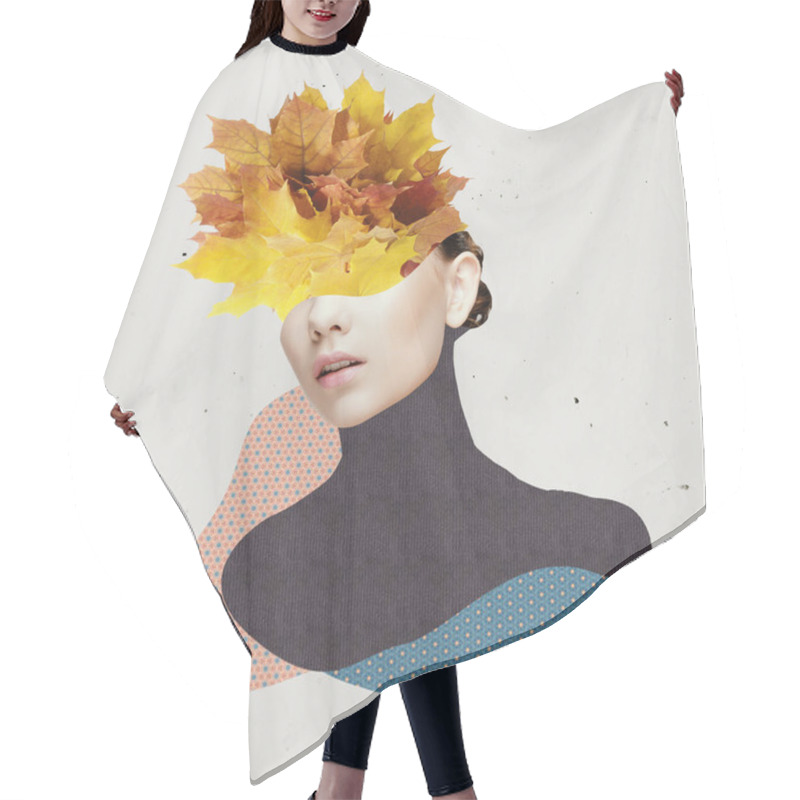 Personality  Young Beautiful Girl With Autumn Leaves. Autumn Beauty Aesthetic. Artwork Hair Cutting Cape