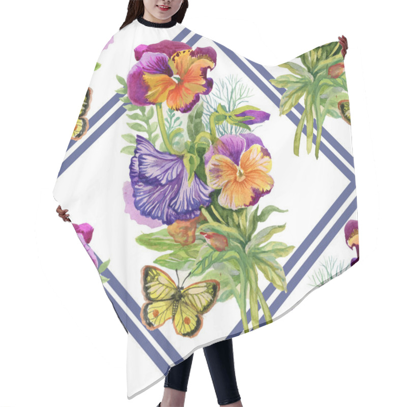 Personality  Pansies With Butterflies Hair Cutting Cape