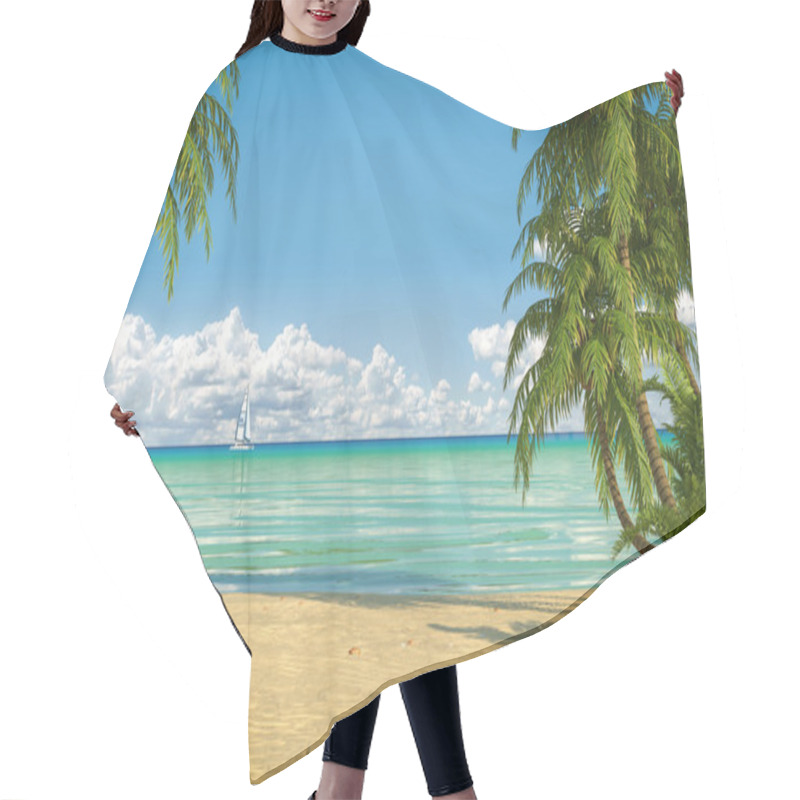 Personality  Idyllic Caribean Beach View Hair Cutting Cape