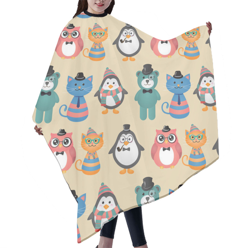 Personality  Hipster Animals & Pets Seamless Background Hair Cutting Cape