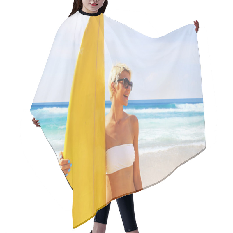 Personality  Surfer Girl On The Beach Hair Cutting Cape