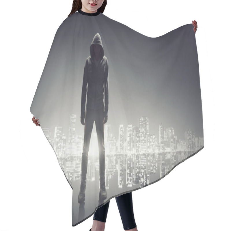 Personality  When Big City Fall Asleep . Mixed Media Hair Cutting Cape