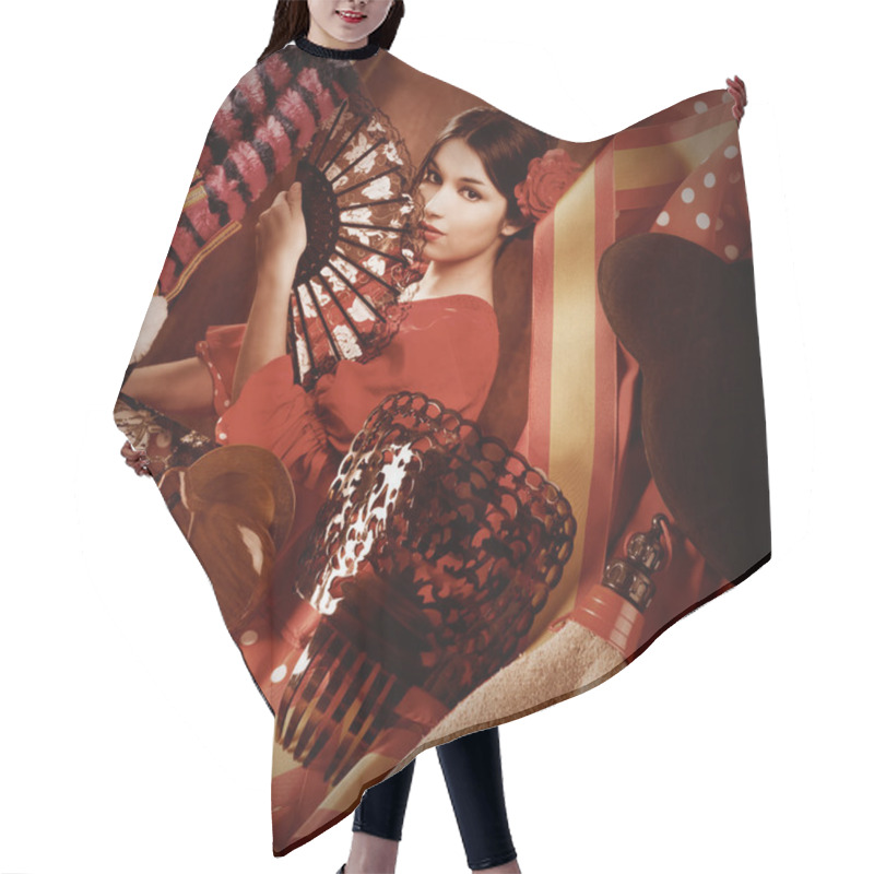 Personality  Flamenco Woman With Bullfighter And Typical Spain Espana Hair Cutting Cape