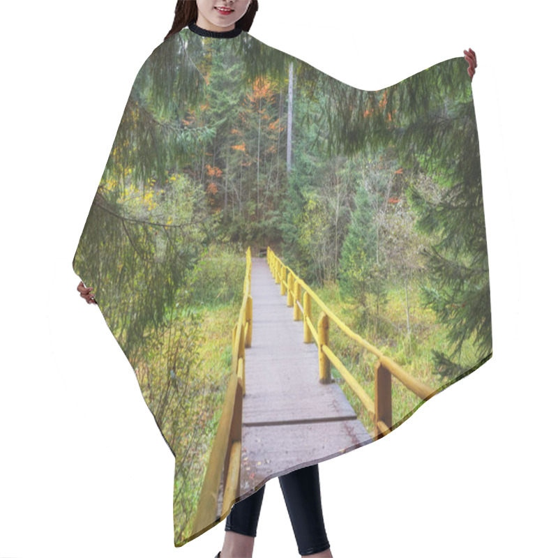 Personality  Autumn Landscape - Wooden Bridge In The Autumn Park Hair Cutting Cape