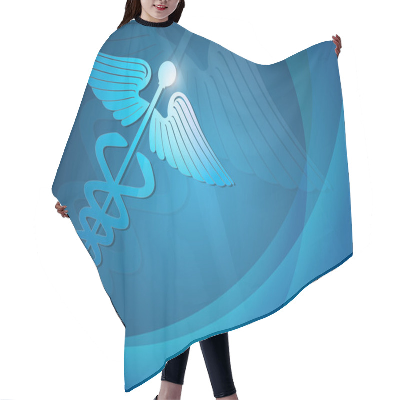 Personality  Abstract Medical Background With 3D Caduceus Medical Symbol. EPS Hair Cutting Cape