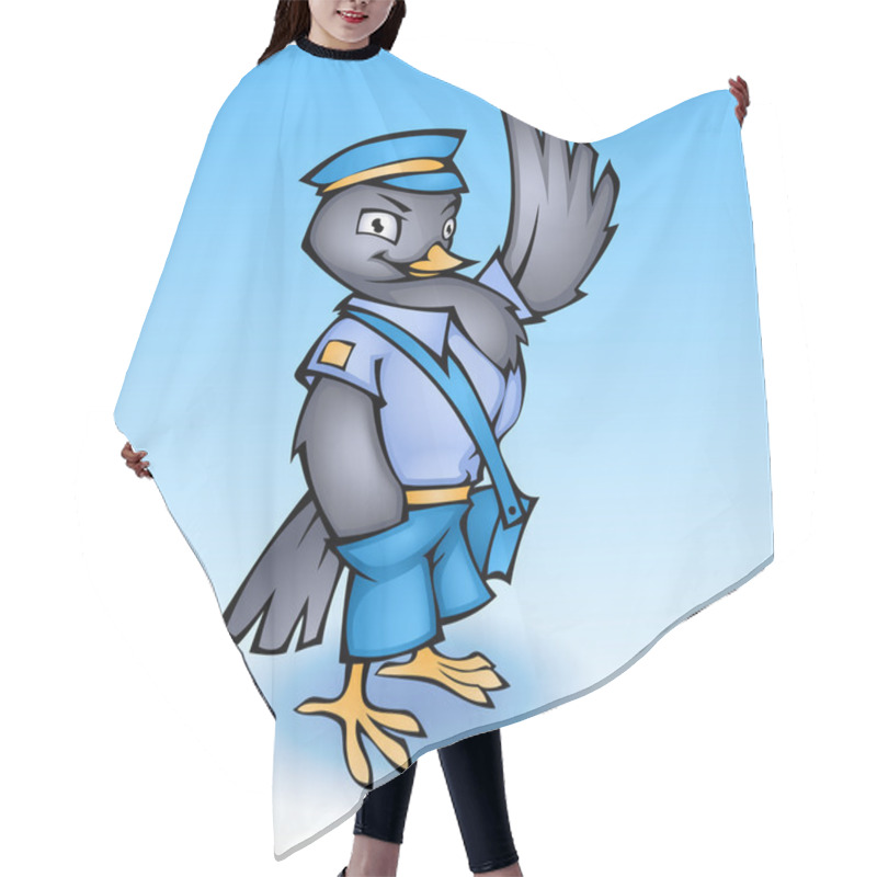 Personality  Cartoon Postman Pigeon. Vector Illustration Hair Cutting Cape