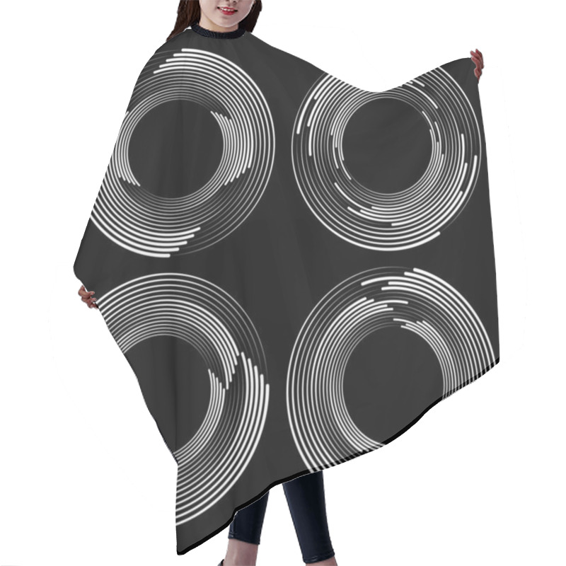 Personality  Set Of White Abstract Speed Lines In Circle Forms Hair Cutting Cape