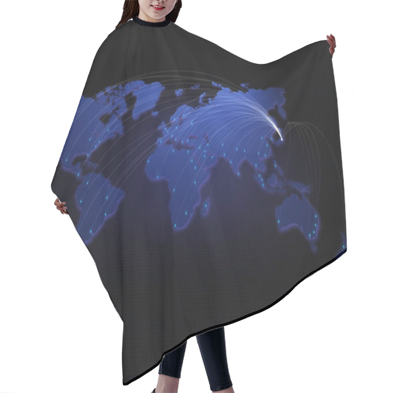 Personality  Global Connectivity From Tokyo, Japan To Other Major Cities Around The World. Technology And Network Connection, Trading And Traveling Concept. World Map Element Of This Clip Furnished By NASA Hair Cutting Cape