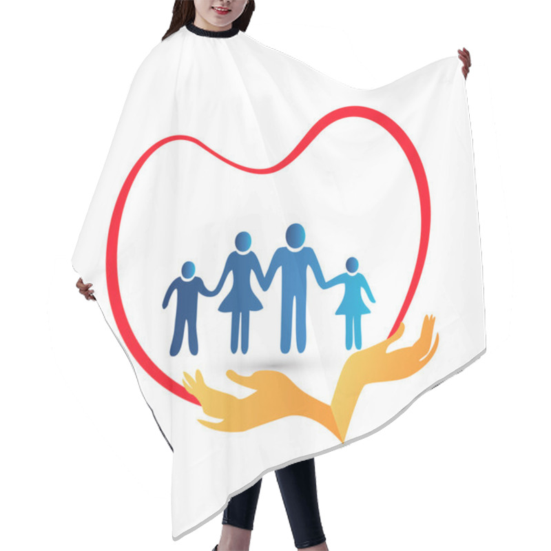 Personality  Family Love Protected By Hands Logo Vector Hair Cutting Cape