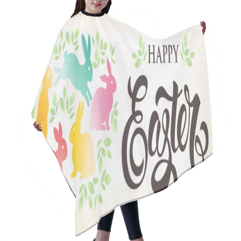 Personality  Easter Banny With Floral Ornaments. Happy Easter Greeting Banny.  Hair Cutting Cape