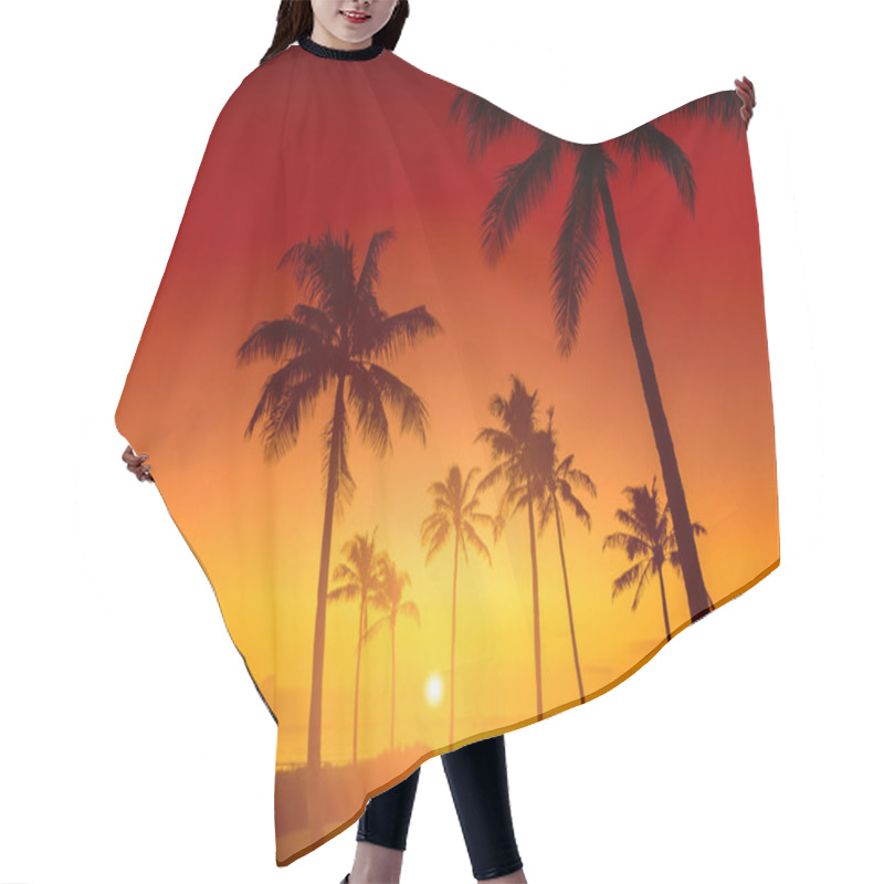 Personality  Tropical Sunset Background Hair Cutting Cape