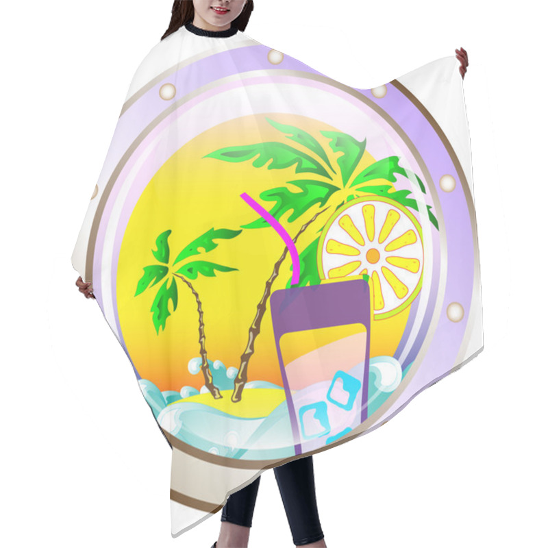 Personality  Background Vector: On Vacation At Sea Hair Cutting Cape