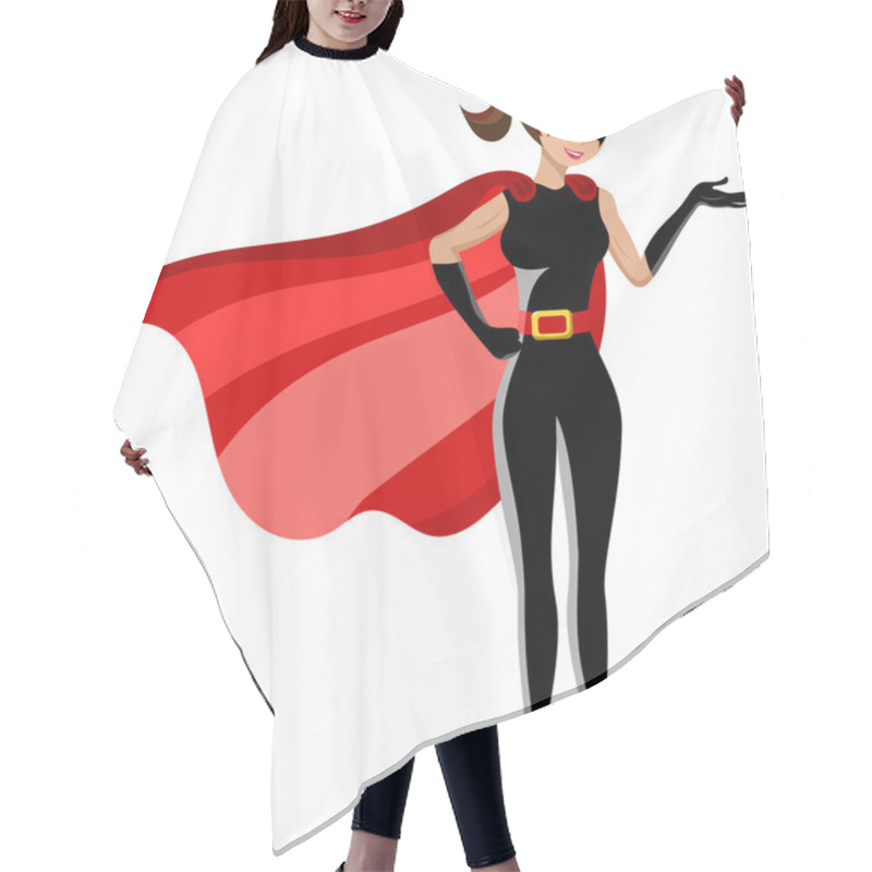 Personality  Superhero Woman Presenting Isolated Hair Cutting Cape