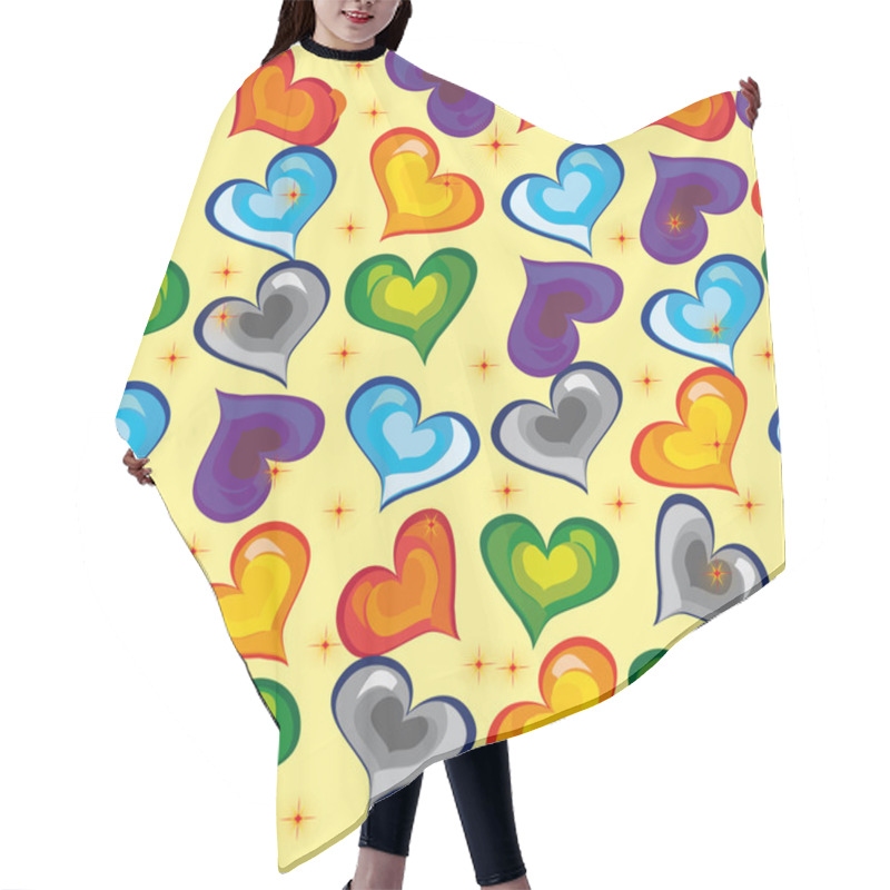 Personality  Abstract Pattern With Bright Stars And Hearts Hair Cutting Cape