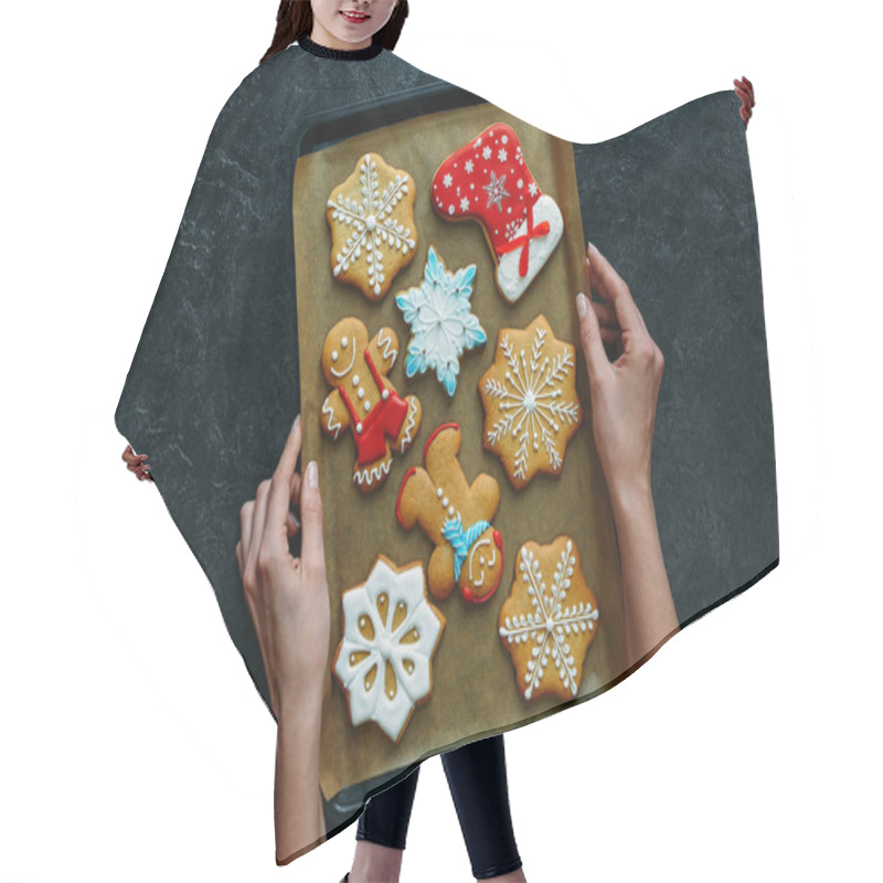 Personality  Gingerbreads On Baking Tray  Hair Cutting Cape