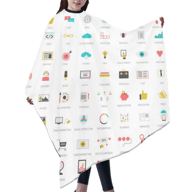 Personality  SEO Icons Big Set Hair Cutting Cape