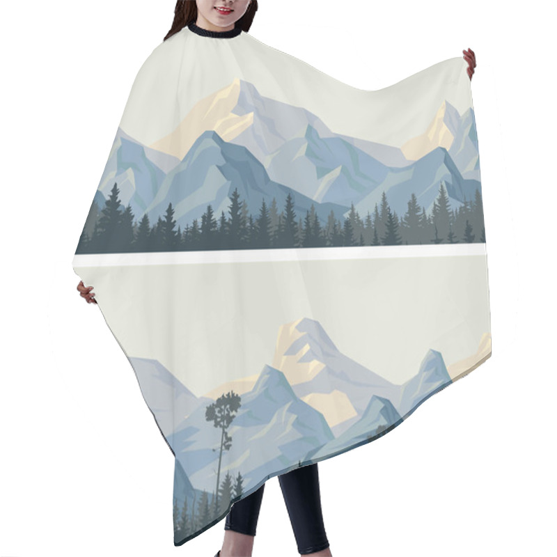 Personality  Horizontal Wide Banners Of Snowy Mountains. Hair Cutting Cape