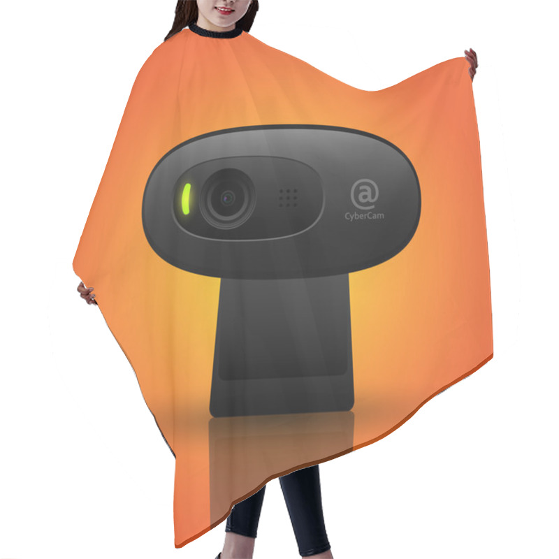 Personality  Vector Illustration Of A Black Webcam. Hair Cutting Cape