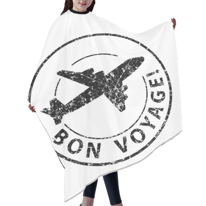 Personality  Bon Voyage Black Rubber Stamp Hair Cutting Cape