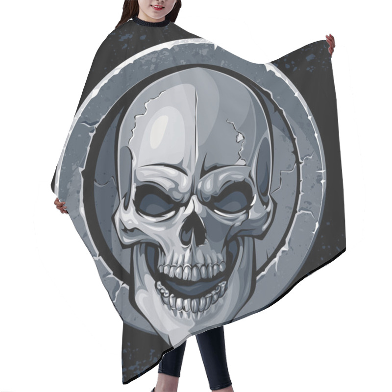 Personality  Vector Illustration Of An Ancient Gothic Celtic Stone Skull Medallion Hair Cutting Cape