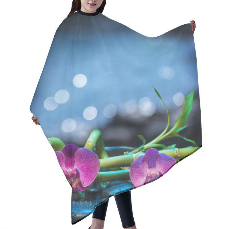 Personality  Background With Orchids Stone And Bamboo - Sea Hair Cutting Cape