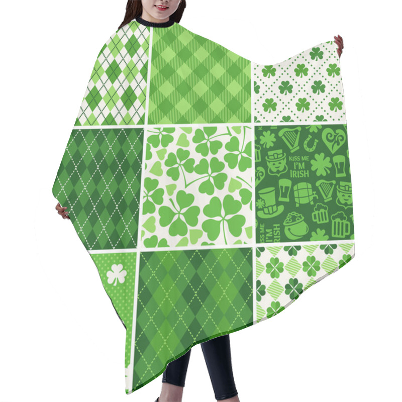 Personality  Set Of St. Patrick's Day Seamless Patterns Hair Cutting Cape