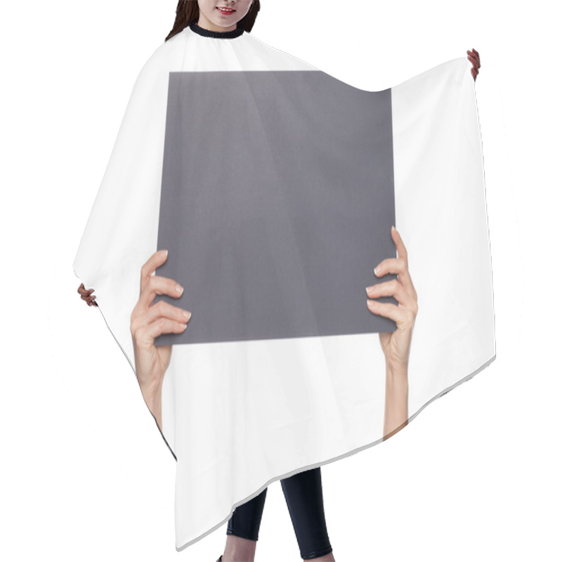 Personality  Woman's Arms Holding Chalkboard Hair Cutting Cape