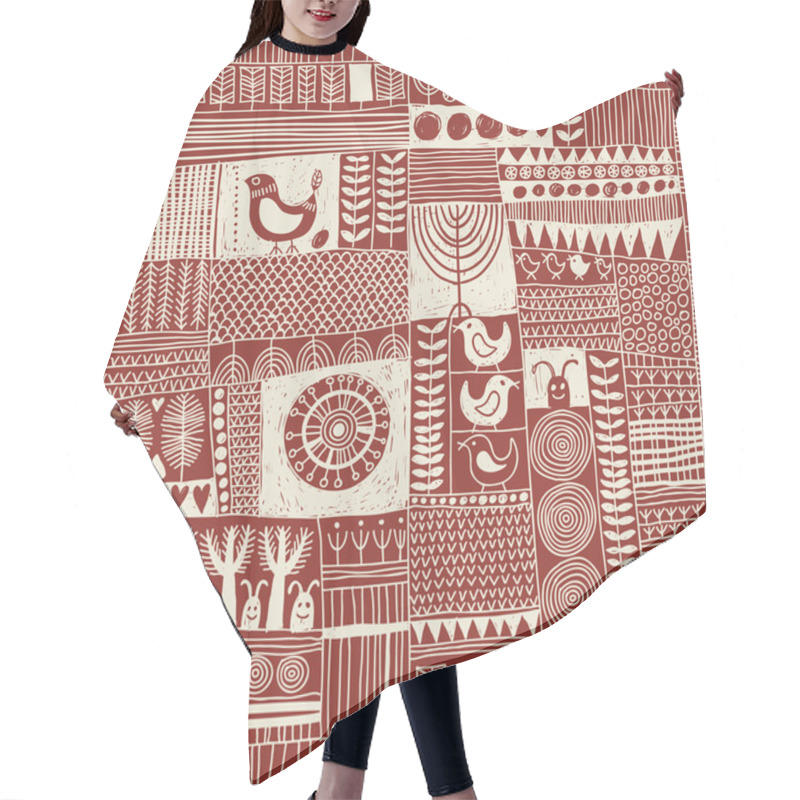 Personality  Seamless Pattern In Style Of Patchwork Hair Cutting Cape