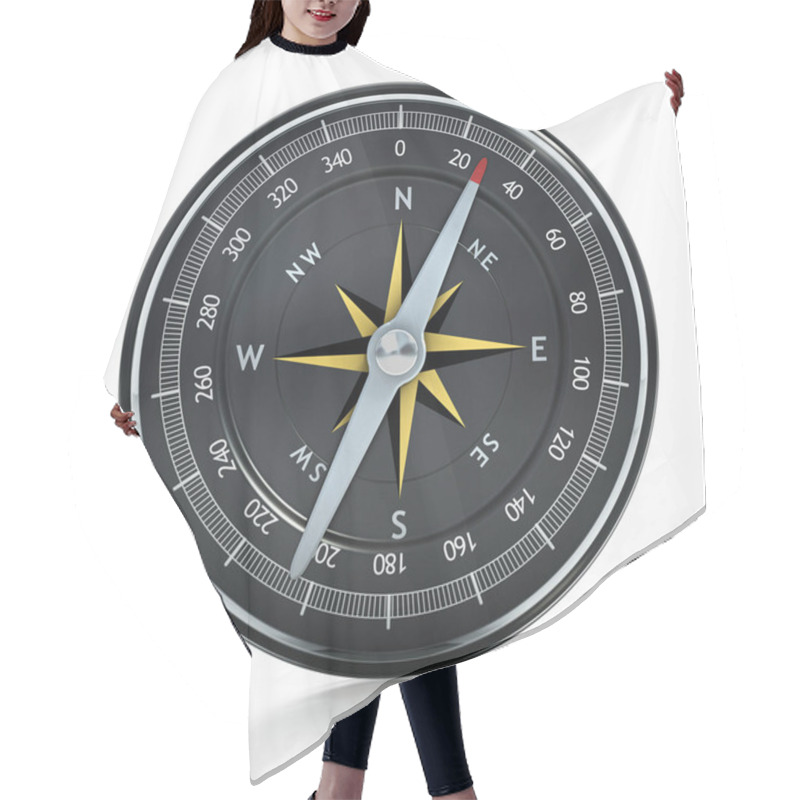 Personality  Vintage Analogue Navigational Compass Isolated On White Background. 3D Illustration. Hair Cutting Cape