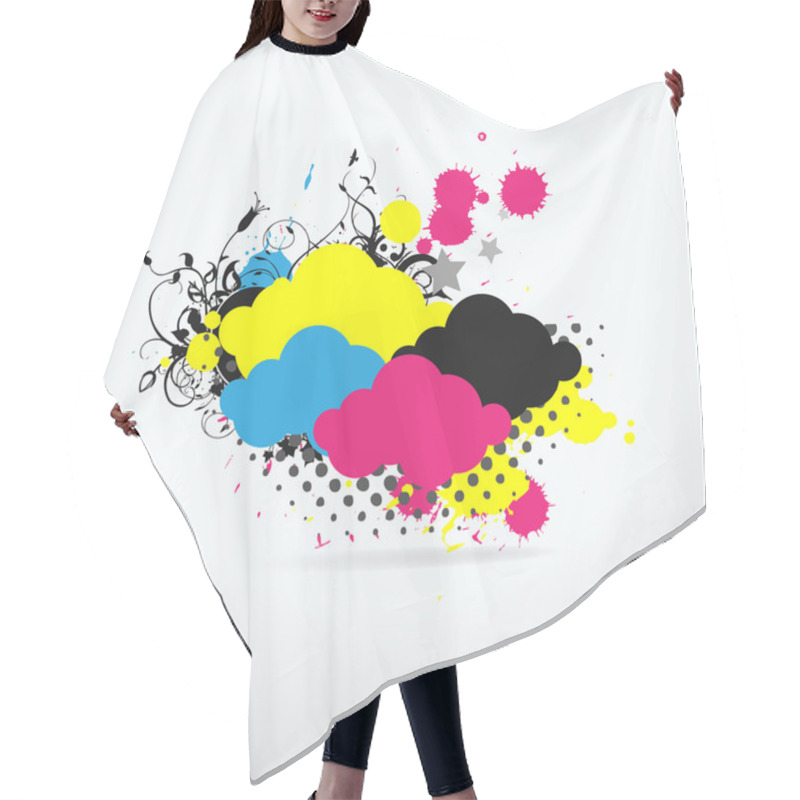 Personality  Clouds On Swirl Halftone Background Hair Cutting Cape