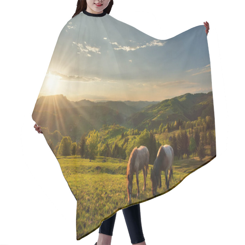 Personality  Majestic Sunset In The Mountains Landscape. Hair Cutting Cape