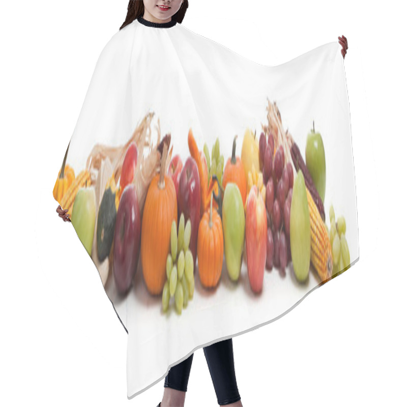 Personality  Arrangement Of Fall Fruits And Vegetables Hair Cutting Cape