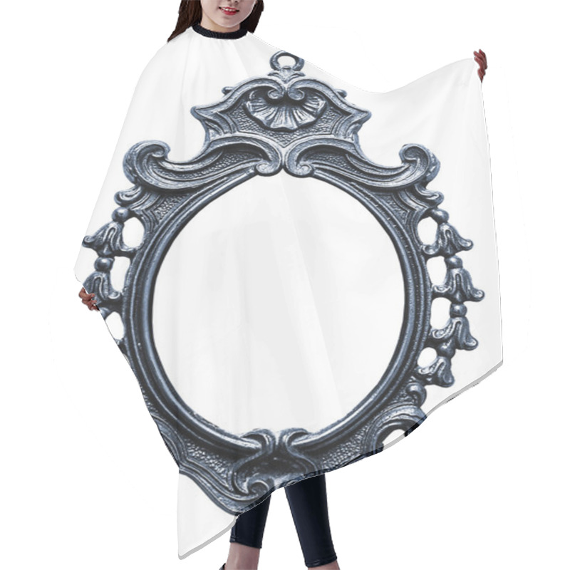 Personality  Old Oval Metallic Frame, Isolated On White Hair Cutting Cape